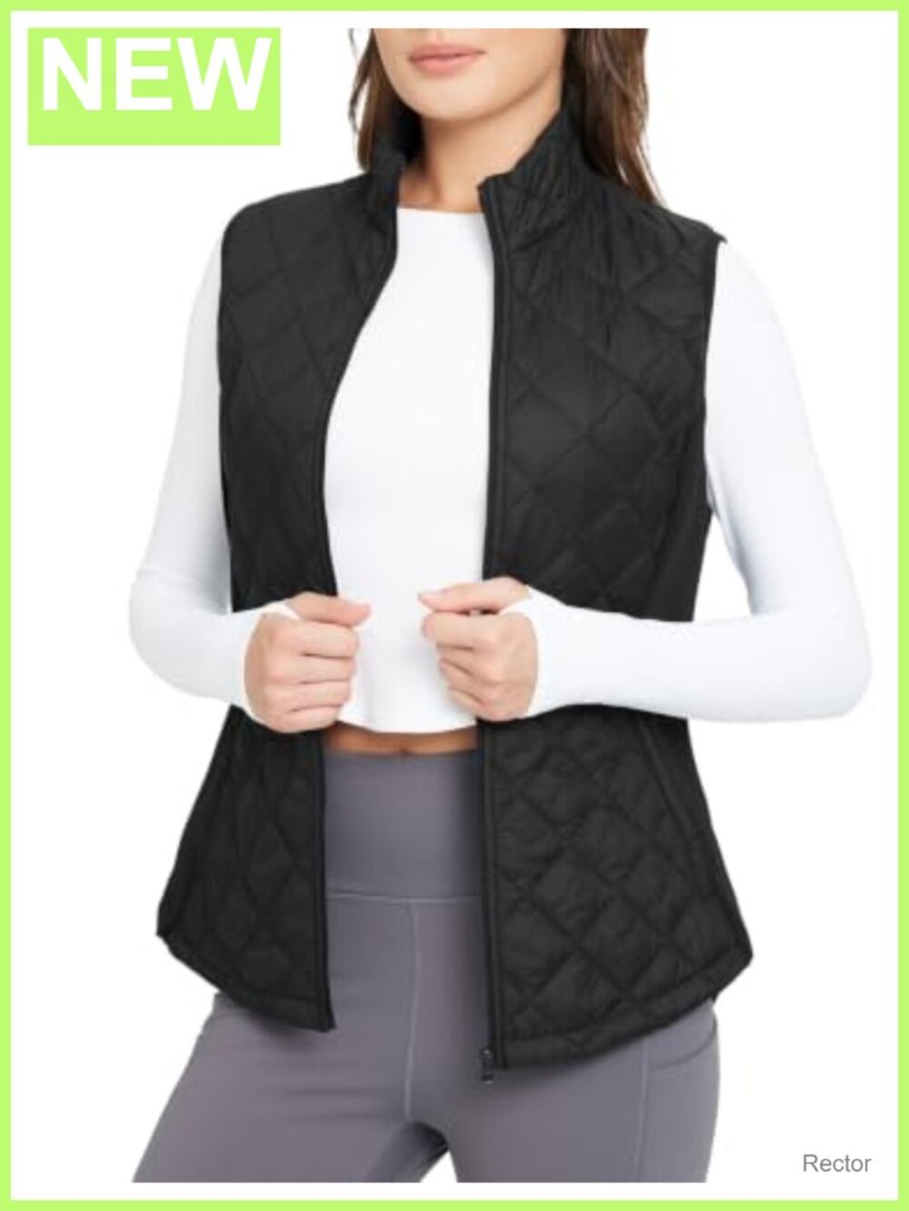 Quilted Puffer Vest Lightweight Winter Warm Zip Pockets